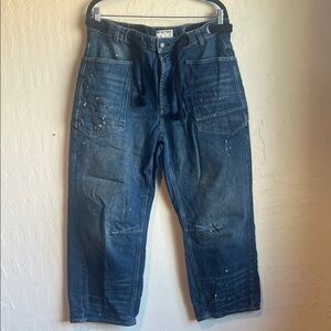 Free People Women's Dark Blue Moxie Barrel Jeans